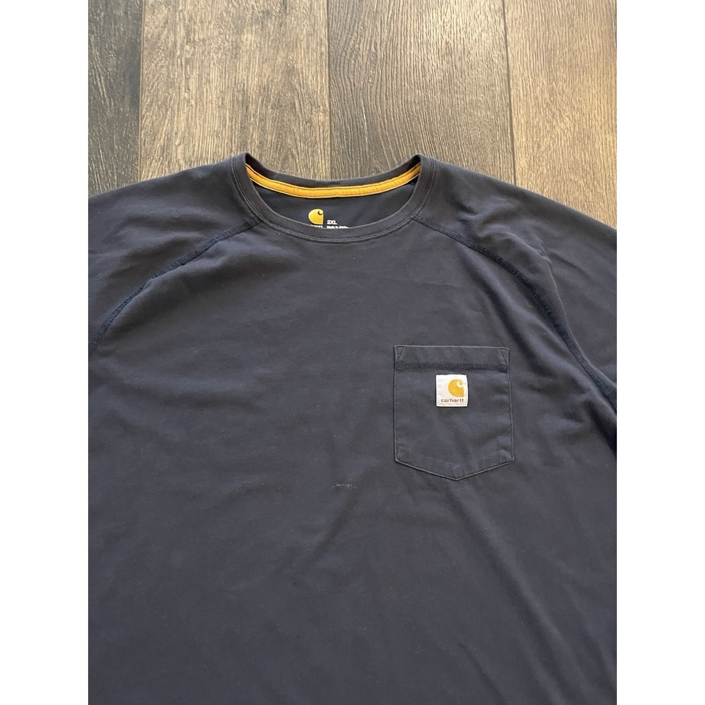 Carhartt Shirt Mens 2XL Blue Long Sleeve Tee Heavyweight Workwear Relaxed Fit - Picture 2 of 9